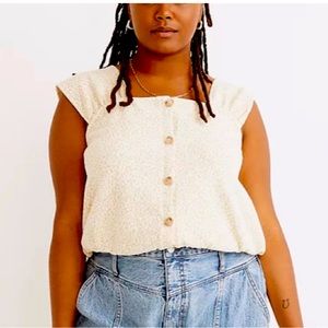 Madewell NWT Floral Jacquard button-front top L